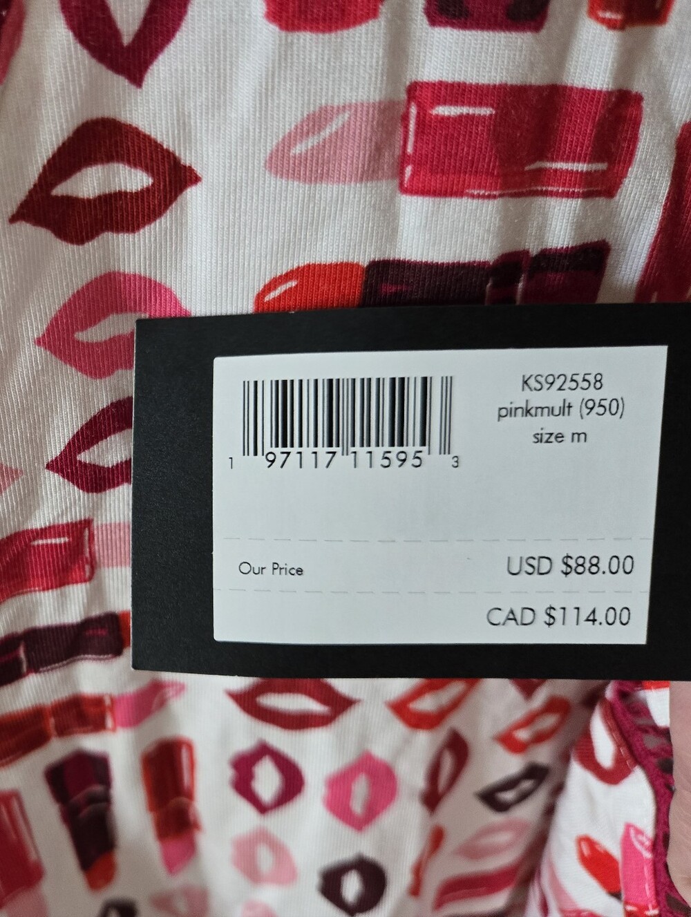 NWT kate spade Pink and Red Printed Pajama Set - Picture 6 of 7